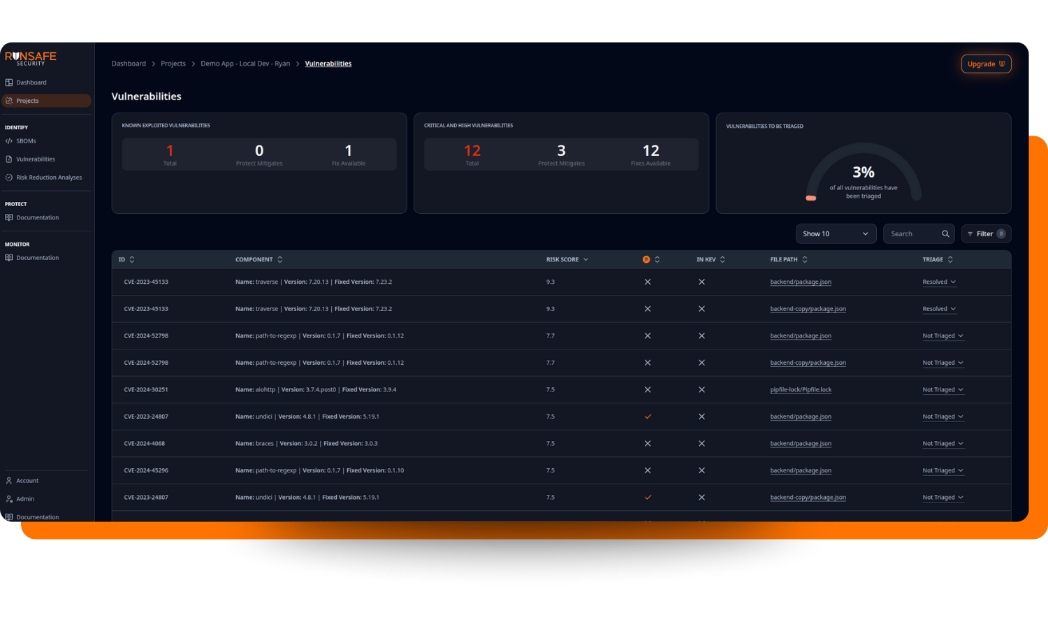 RunSafe Single Project View