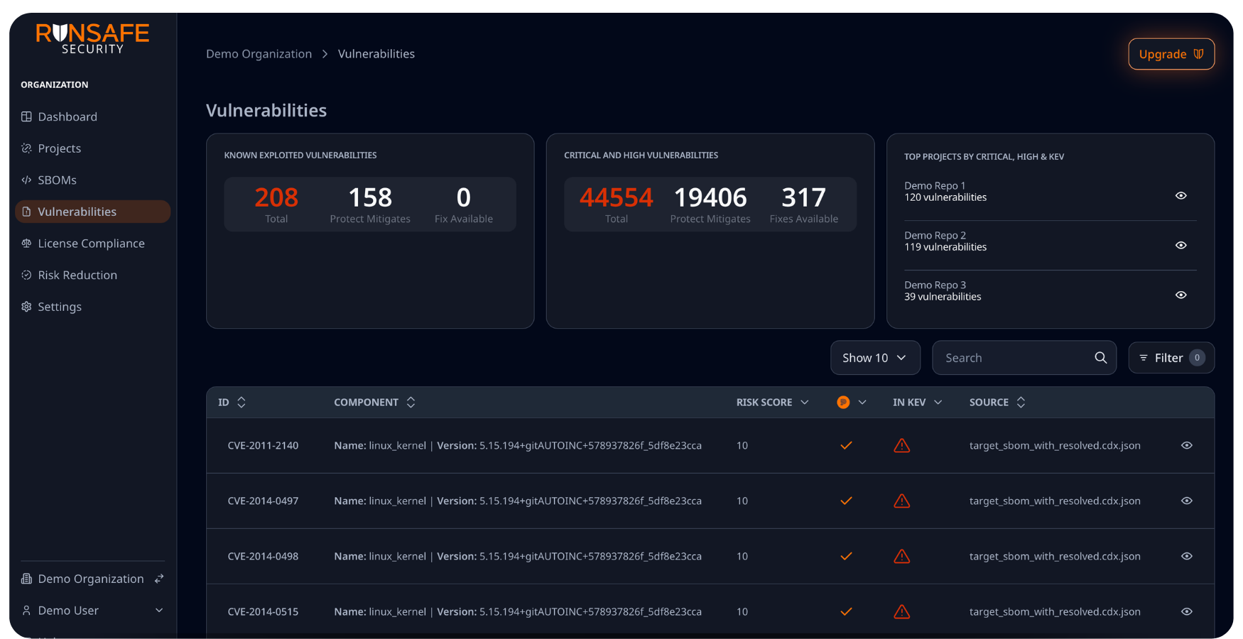 CVE search functionality